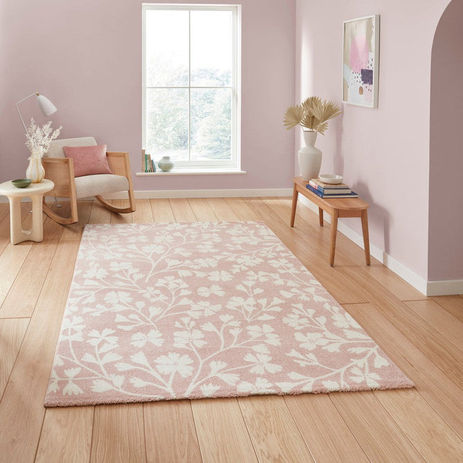 Catherine Lansfield Grace Floral Rose/Cream Rug-Think Rugs-Rug Love - The Most Loved Rug Store