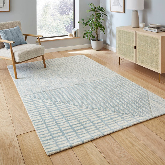 Catherine Lansfield Larsson Modern Abstract Blue/Cream Rug-Think Rugs-Rug Love - The Most Loved Rug Store