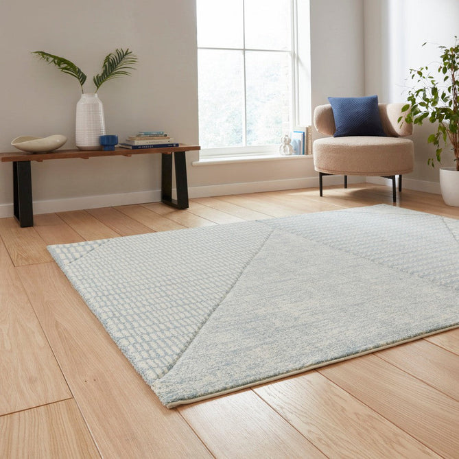 Catherine Lansfield Larsson Modern Abstract Blue/Cream Rug-Think Rugs-Rug Love - The Most Loved Rug Store