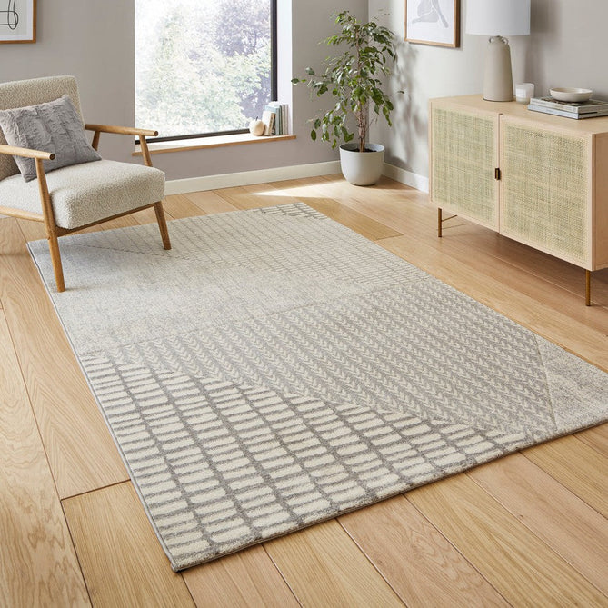 Catherine Lansfield Larsson Modern Abstract Grey/Cream Rug-Think Rugs-Rug Love - The Most Loved Rug Store