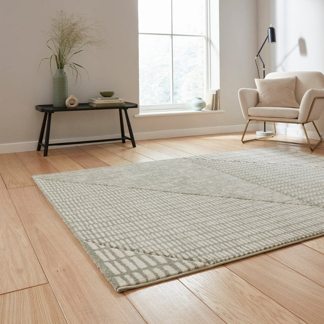 Catherine Lansfield Larsson Modern Abstract Sage/Cream Rug-Think Rugs-Rug Love - The Most Loved Rug Store