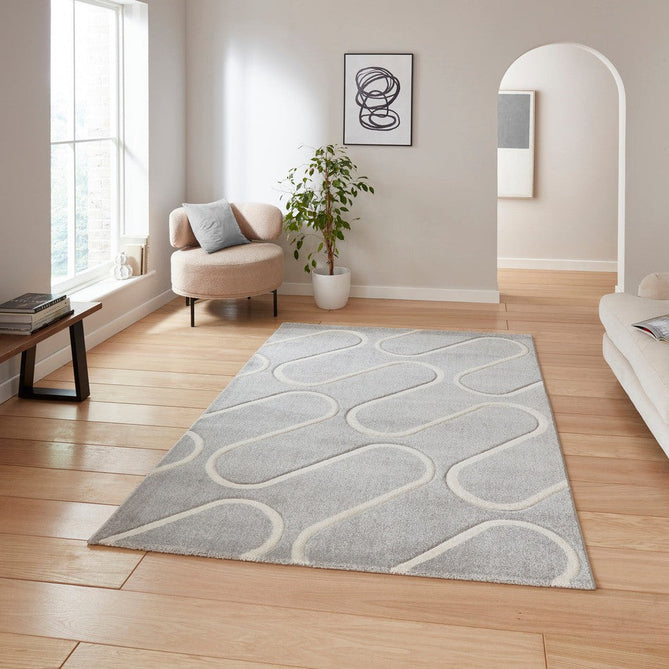 Catherine Lansfield Linear Curve Modern Geometric Grey/Cream Rug-Think Rugs-Rug Love - The Most Loved Rug Store