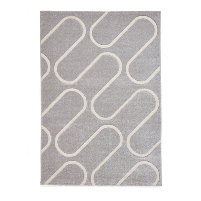 Catherine Lansfield Linear Curve Modern Geometric Grey/Cream Rug-Think Rugs-Rug Love - The Most Loved Rug Store