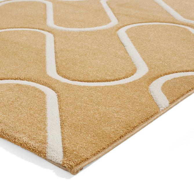 Catherine Lansfield Linear Curve Modern Geometric Ochre/Cream Rug-Think Rugs-Rug Love - The Most Loved Rug Store