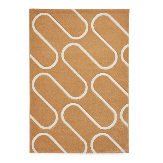 Catherine Lansfield Linear Curve Modern Geometric Ochre/Cream Rug-Think Rugs-Rug Love - The Most Loved Rug Store