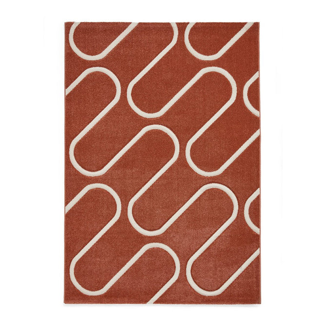 Catherine Lansfield Linear Curve Modern Geometric Terracotta/Cream Rug-Think Rugs-Rug Love - The Most Loved Rug Store