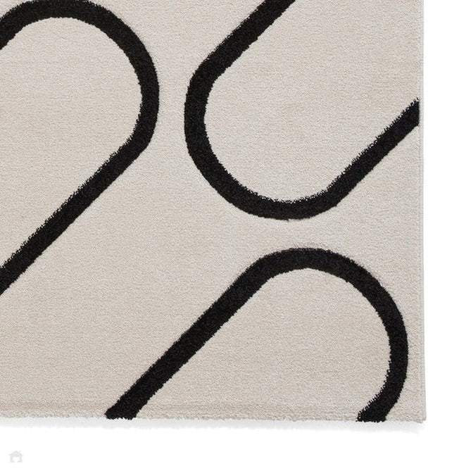 Catherine Lansfield Linear Curve Modern Geometric White/Black Rug-Think Rugs-Rug Love - The Most Loved Rug Store