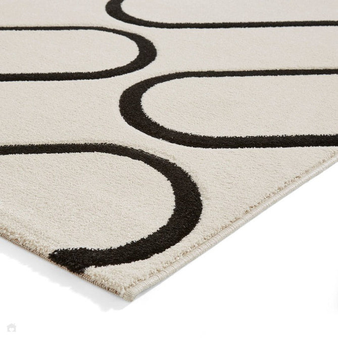 Catherine Lansfield Linear Curve Modern Geometric White/Black Rug-Think Rugs-Rug Love - The Most Loved Rug Store