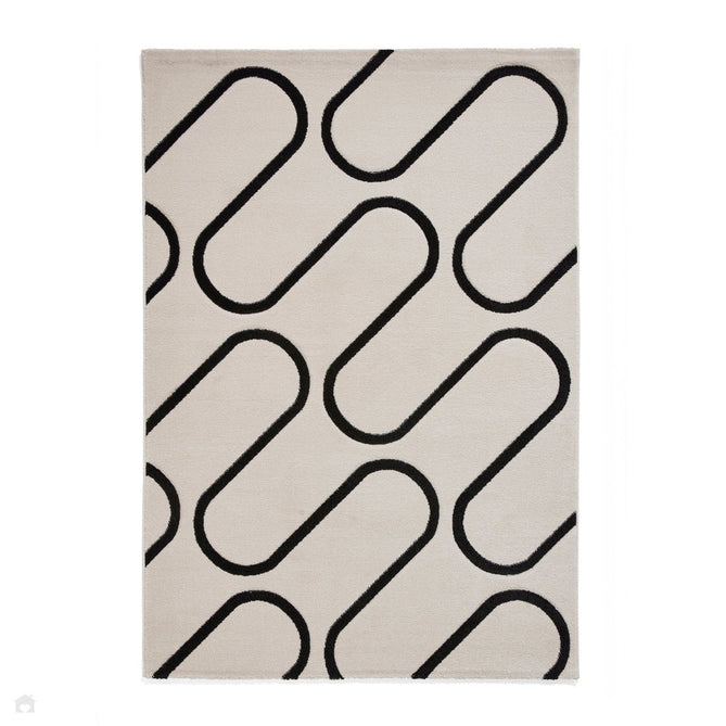 Catherine Lansfield Linear Curve Modern Geometric White/Black Rug-Think Rugs-Rug Love - The Most Loved Rug Store