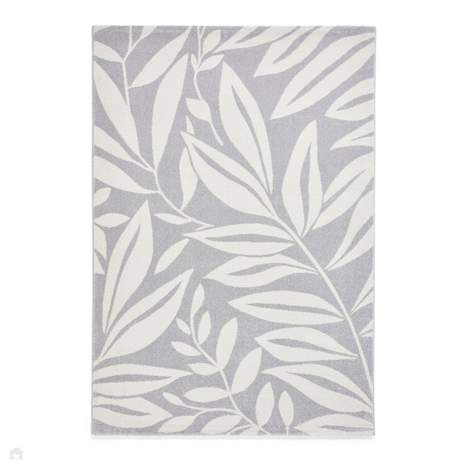 Catherine Lansfield Sorral Leaves Botanical Grey Rug-Think Rugs-Rug Love - The Most Loved Rug Store