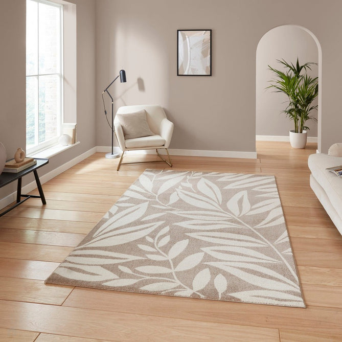 Catherine Lansfield Sorral Leaves Botanical Natural Rug-Think Rugs-Rug Love - The Most Loved Rug Store