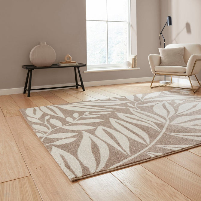 Catherine Lansfield Sorral Leaves Botanical Natural Rug-Think Rugs-Rug Love - The Most Loved Rug Store