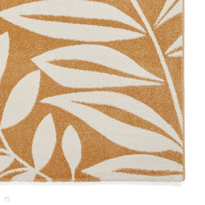 Catherine Lansfield Sorral Leaves Botanical Ochre Rug-Think Rugs-Rug Love - The Most Loved Rug Store