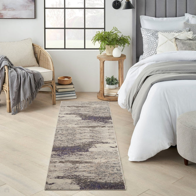 Celestial CES02 Modern Abstract Soft Durable Low Short Flat Pile Ivory/Grey Runner-Nourison-Rug Love - The Most Loved Rug Store