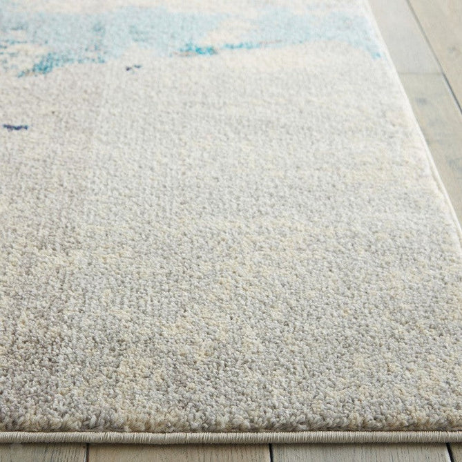 Celestial CES02 Modern Abstract Soft Durable Low Short Flat Pile Ivory/Teal/Blue Runner-Nourison-Rug Love - The Most Loved Rug Store