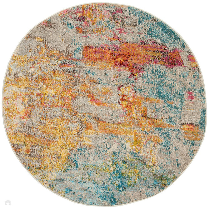 Celestial CES02 Modern Abstract Soft Durable Low Short Flat Pile Sealife Round Rug-Nourison-Rug Love - The Most Loved Rug Store