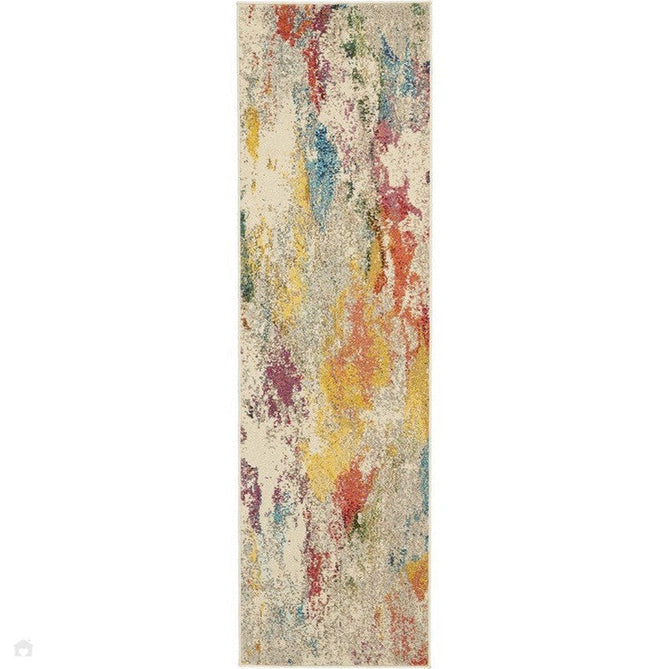 Celestial CES12 Modern Abstract Soft Durable Low Short Flat Pile Ivory/Multicolour Runner-Nourison-Rug Love - The Most Loved Rug Store