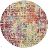 Celestial CES13 Modern Abstract Soft Durable Low Short Flat Pile Pink/Multi Round Rug 239 x 239 cm