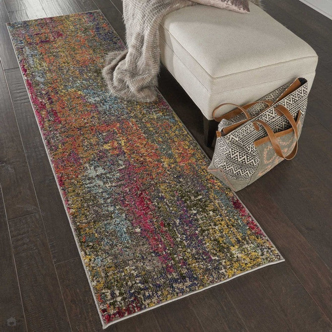 Celestial CES14 Modern Abstract Soft Durable Low Short Flat Pile Sunset Runner-Nourison-Rug Love - The Most Loved Rug Store