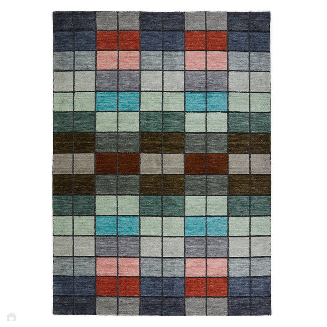 Chequers Modern Geometric Hand-Carved Hi-Low Textured Wool Multicolour Rug-Oriental Weavers-Rug Love - The Most Loved Rug Store