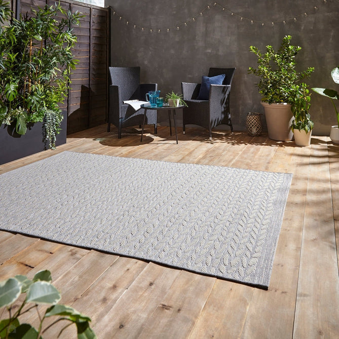 Coast A055 Moroccan Durable Stain-Resistant Weatherproof Flatweave In-Outdoor Grey/Cream Rug-Think Rugs-Rug Love - The Most Loved Rug Store