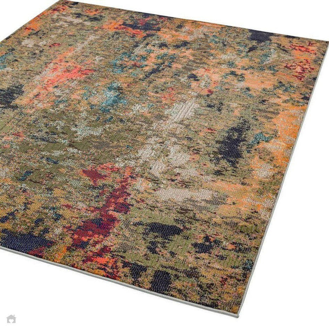 Colores Cloud CO01 Gardenia Modern Abstract Durable Low Short Pile Multicolour/Green/Orange Rug-Asiatic Carpets-Rug Love - The Most Loved Rug Store