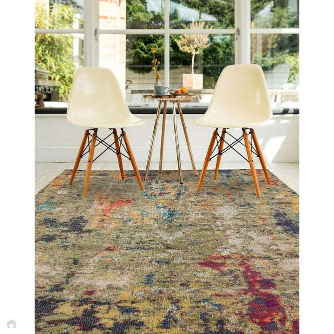 Colores Cloud CO01 Gardenia Modern Abstract Durable Low Short Pile Multicolour/Green/Orange Rug-Asiatic Carpets-Rug Love - The Most Loved Rug Store