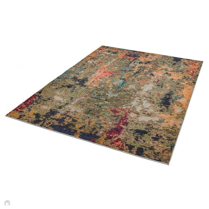 Colores Cloud CO01 Gardenia Modern Abstract Durable Low Short Pile Multicolour/Green/Orange Rug-Asiatic Carpets-Rug Love - The Most Loved Rug Store