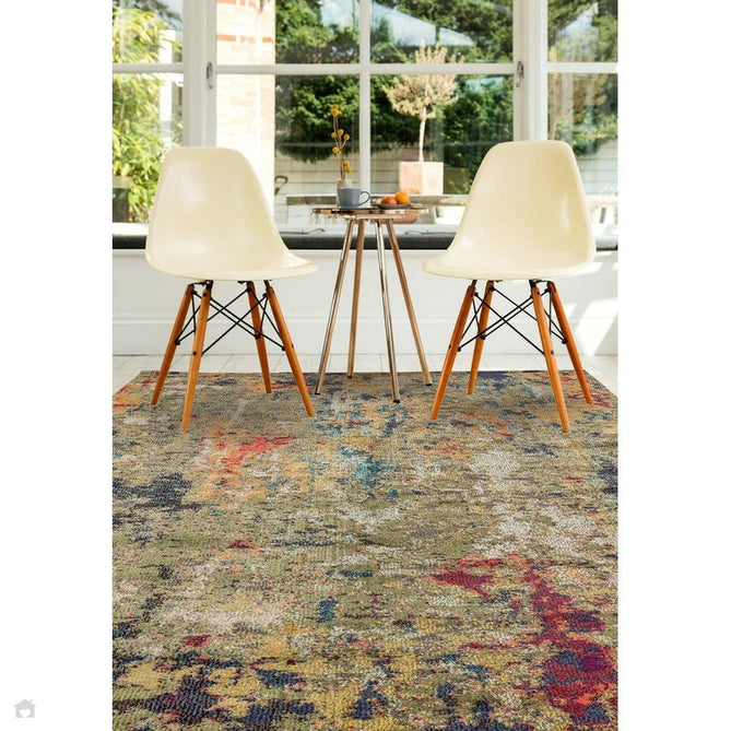 Colores Cloud CO01 Gardenia Modern Abstract Durable Low Short Pile Multicolour/Green/Orange Rug-Asiatic Carpets-Rug Love - The Most Loved Rug Store