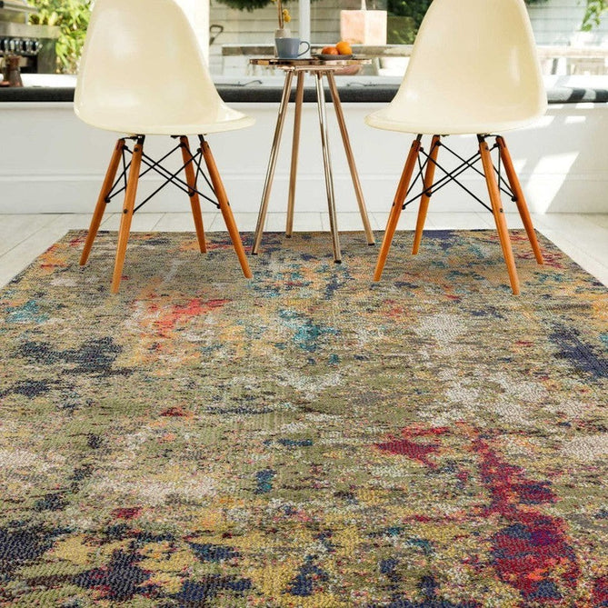 Colores Cloud CO01 Gardenia Modern Abstract Durable Low Short Pile Multicolour/Green/Orange Rug-Asiatic Carpets-Rug Love - The Most Loved Rug Store