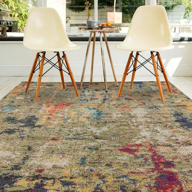 Colores Cloud CO01 Gardenia Modern Abstract Durable Low Short Pile Multicolour/Green/Orange Rug-Asiatic Carpets-Rug Love - The Most Loved Rug Store