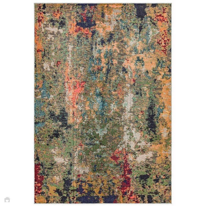 Colores Cloud CO01 Gardenia Modern Abstract Durable Low Short Pile Multicolour/Green/Orange Rug-Asiatic Carpets-Rug Love - The Most Loved Rug Store