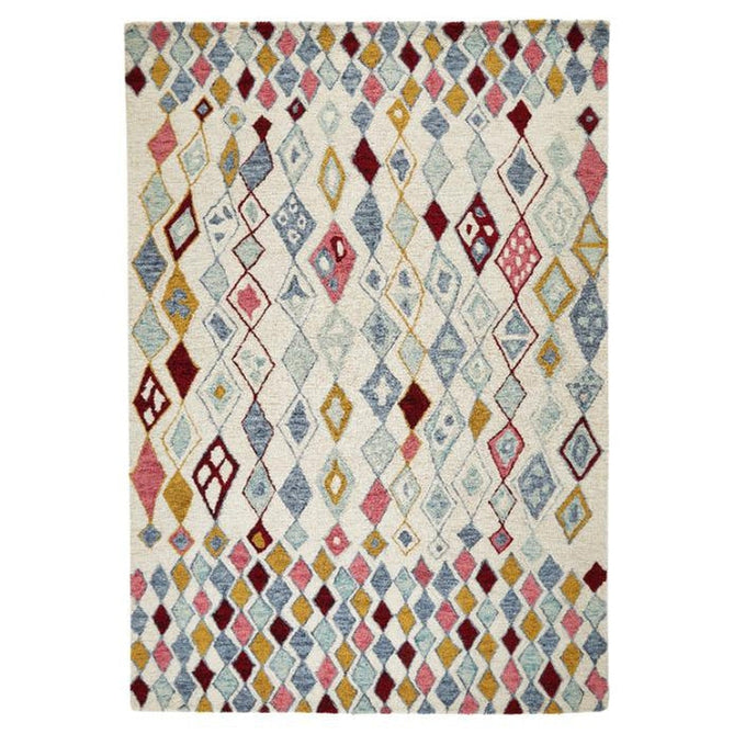 Contours Kite Modern Abstract Hand-Woven Wool&Cotton Pink/Blue/Yellow/Multicolour Rug-Oriental Weavers-Rug Love - The Most Loved Rug Store