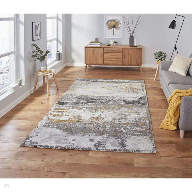 Craft 19788 Modern Abstract Distressed Marbled Metallic Shimmer Soft Textured Grey Rug-Think Rugs-Rug Love - The Most Loved Rug Store