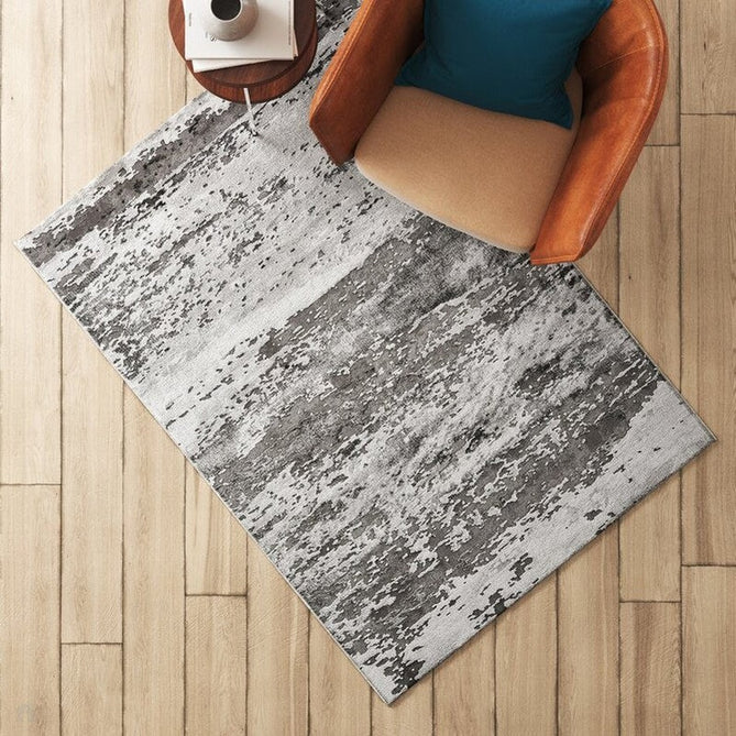 Craft 19788 Modern Abstract Distressed Marbled Metallic Shimmer Soft Textured Grey Rug-Think Rugs-Rug Love - The Most Loved Rug Store