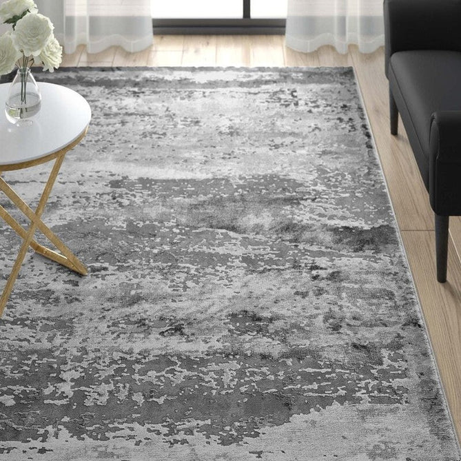 Craft 19788 Modern Abstract Distressed Marbled Metallic Shimmer Soft Textured Grey Rug-Think Rugs-Rug Love - The Most Loved Rug Store