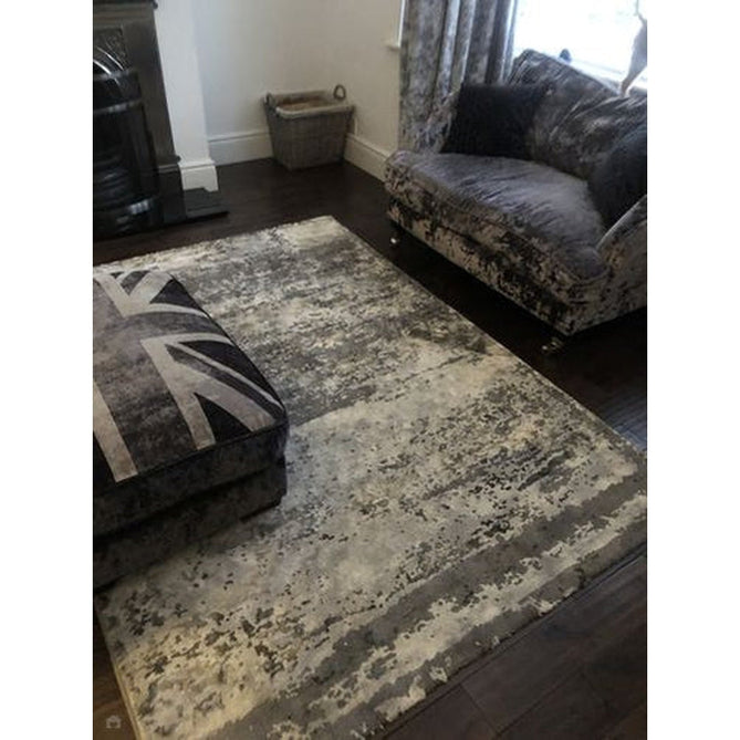 Craft 19788 Modern Abstract Distressed Marbled Metallic Shimmer Soft Textured Grey Rug-Think Rugs-Rug Love - The Most Loved Rug Store