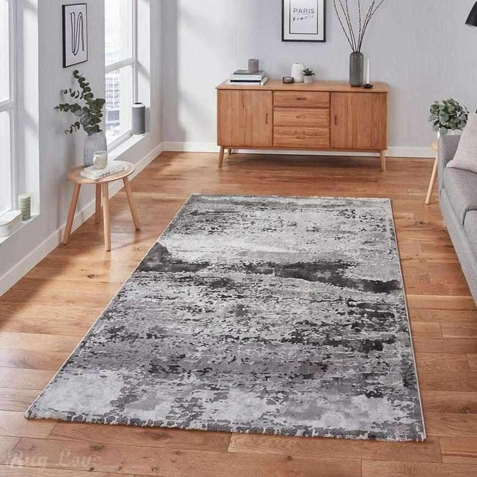 Craft 19788 Modern Abstract Distressed Marbled Metallic Shimmer Soft Textured Grey Rug-Think Rugs-Rug Love - The Most Loved Rug Store