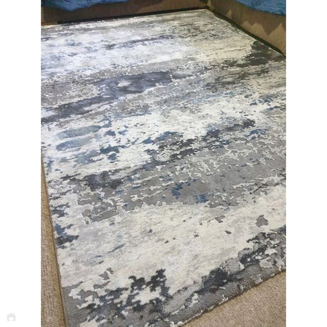 Craft 19788 Modern Abstract Distressed Marbled Metallic Shimmer Soft Textured Grey/Navy Rug-Think Rugs-Rug Love - The Most Loved Rug Store