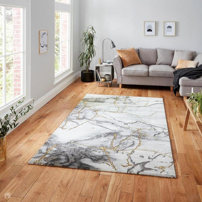 Craft 23270 Modern Abstract Marbled Soft Textured Ivory/Grey/Gold Rug-Think Rugs-Rug Love - The Most Loved Rug Store