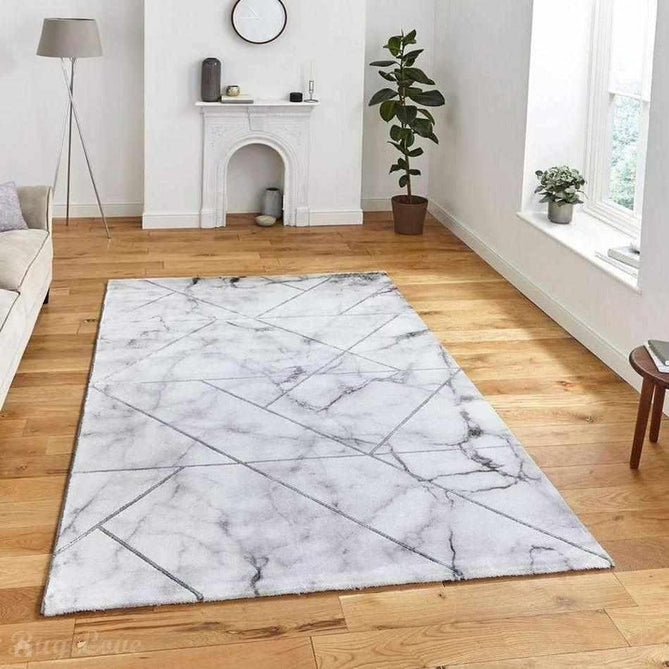 Craft 23299 Modern Geometric Marbled Soft Textured Ivory/Silver Rug-Think Rugs-Rug Love - The Most Loved Rug Store