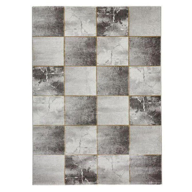 Craft 23495 Modern Geometric Checkered Soft Textured Grey/Gold Rug-Think Rugs-Rug Love - The Most Loved Rug Store