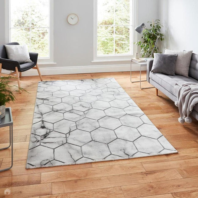 Craft NG719 Modern Geometric Hexagonal Soft Textured Grey/Silver Rug-Think Rugs-Rug Love - The Most Loved Rug Store