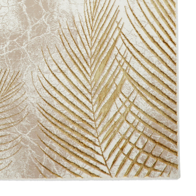 Creation 50051 Modern Botanical Ventation Metallic Shimmer Soft High-Density Textured Beige/Gold Rug-Think Rugs-Rug Love - The Most Loved Rug Store