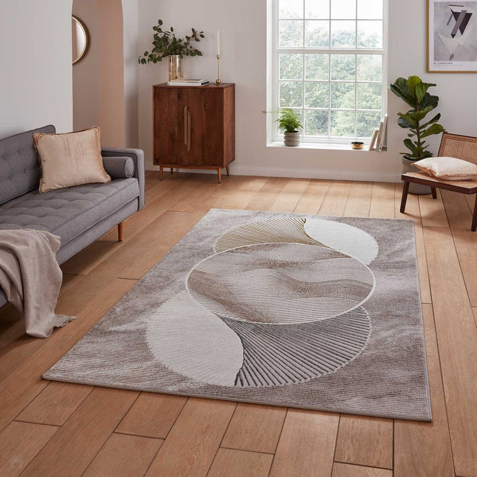 Creation 50097 Modern Multi Textured Super-Soft Venn Gold/Beige/Brown Rug-Think Rugs-Rug Love - The Most Loved Rug Store