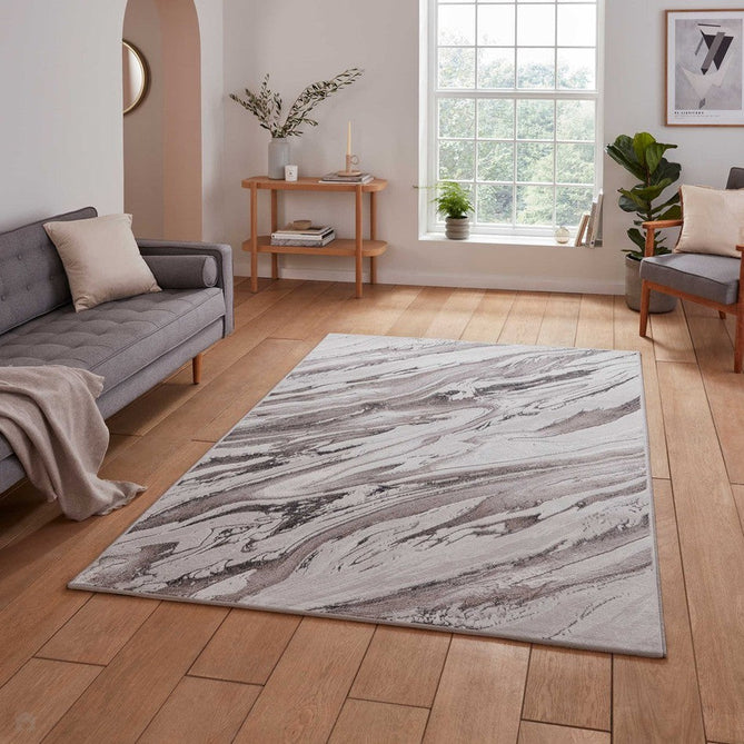 Creation 50100 Modern Multi Textured Super-Soft Marbled Cream/Beige/Brown Rug-Think Rugs-Rug Love - The Most Loved Rug Store