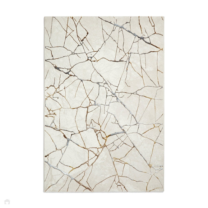 Creation G2848 Modern Abstract Metallic Shimmer Soft High-Density Textured Ivory/Gold Rug-Think Rugs-Rug Love - The Most Loved Rug Store