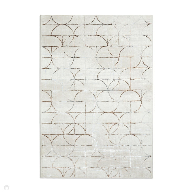 Creation G2851 Modern Geometric Distressed Metallic Shimmer Soft High-Density Textured Beige/Silver Rug-Think Rugs-Rug Love - The Most Loved Rug Store