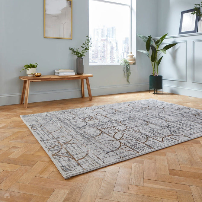 Creation G2851 Modern Geometric Distressed Metallic Shimmer Soft High-Density Textured Grey/Multi Rug-Think Rugs-Rug Love - The Most Loved Rug Store