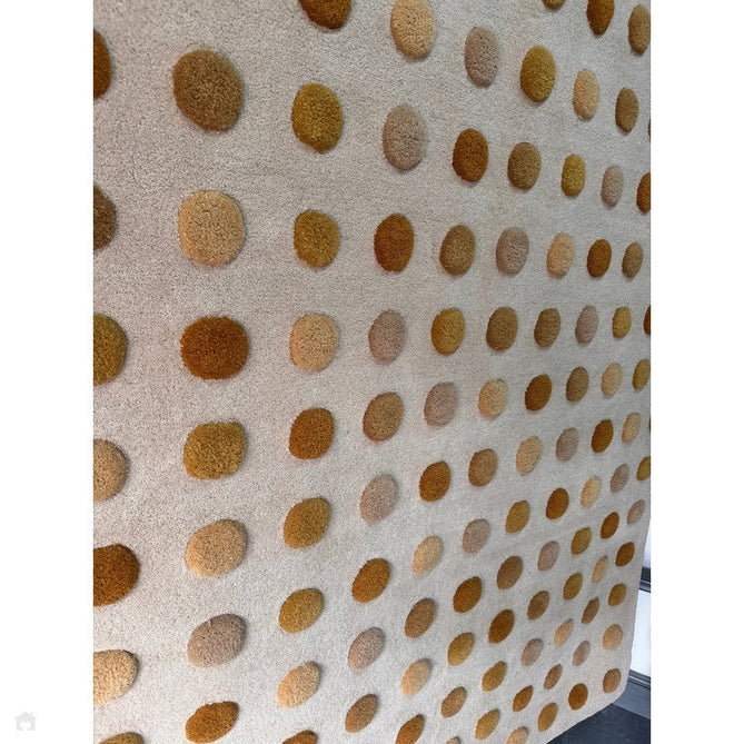 Dotty Modern Geometric Polka Dot Hand-Carved Hi-Low 3D Dome Textured Wool&Viscose Gold Rug-Asiatic Carpets-Rug Love - The Most Loved Rug Store